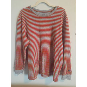 Men's The North Face Long Sleeve Tee XL Orange Gray Striped